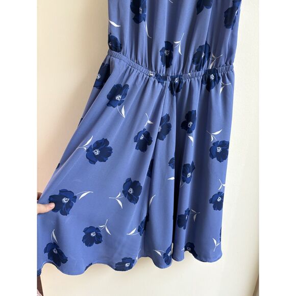 Banana Republic Blue Floral Halter Dress Spring Summer Wedding Church Work XS S - Picture 3 of 10